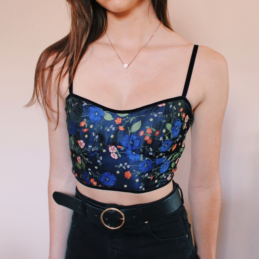 Topshop Floral Crop Top